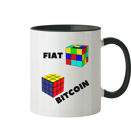 FIAT-Chaos & BITCOIN-Ordnung # Zauberwürfel / Cube Design - Tasse zweifarbig