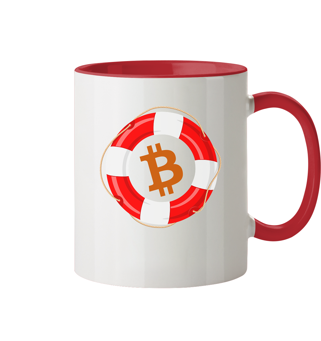 Bitcoin Rettungsring - minimalistisch - Tasse zweifarbig