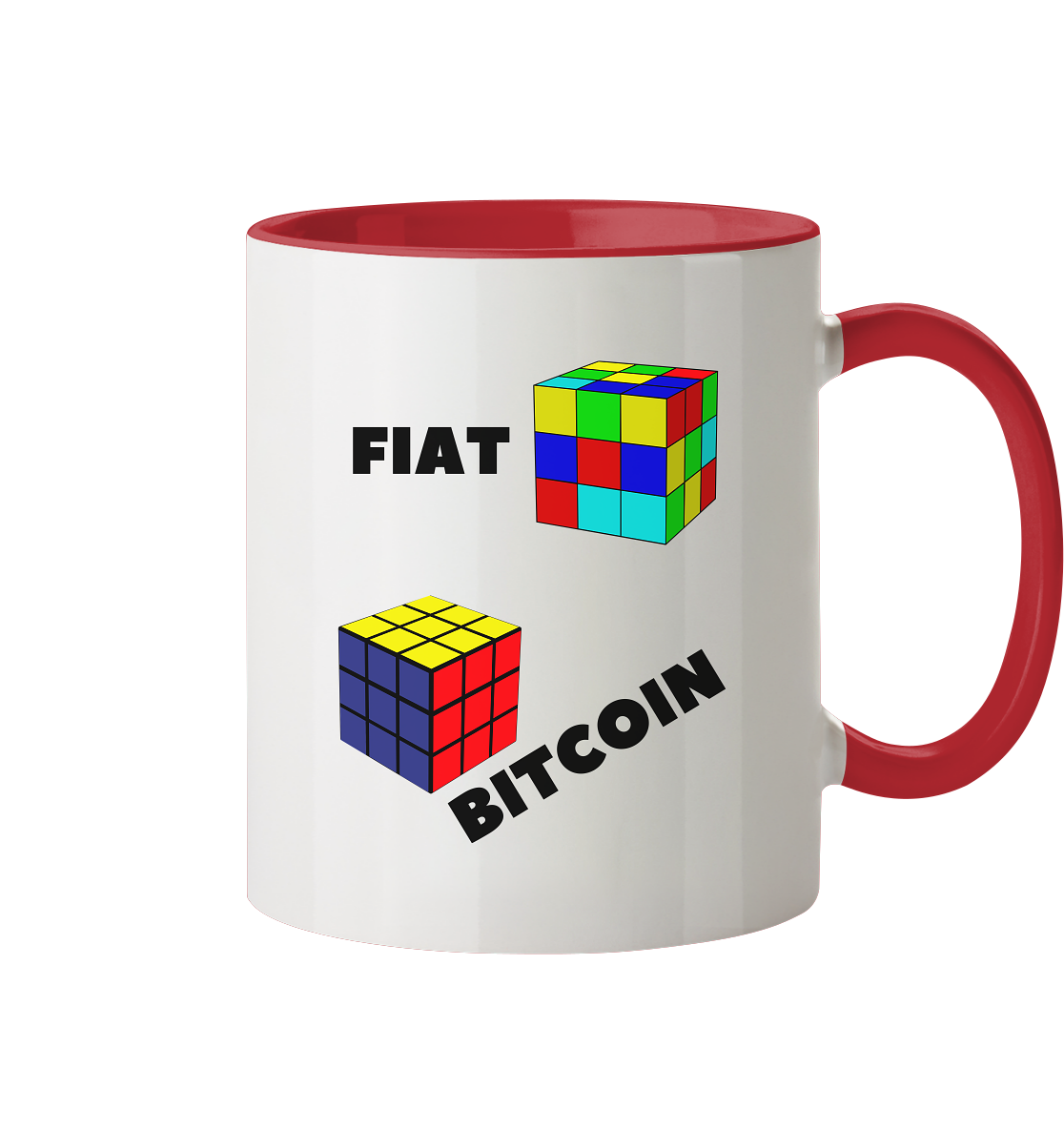 FIAT-Chaos & BITCOIN-Ordnung # Zauberwürfel / Cube Design - Tasse zweifarbig