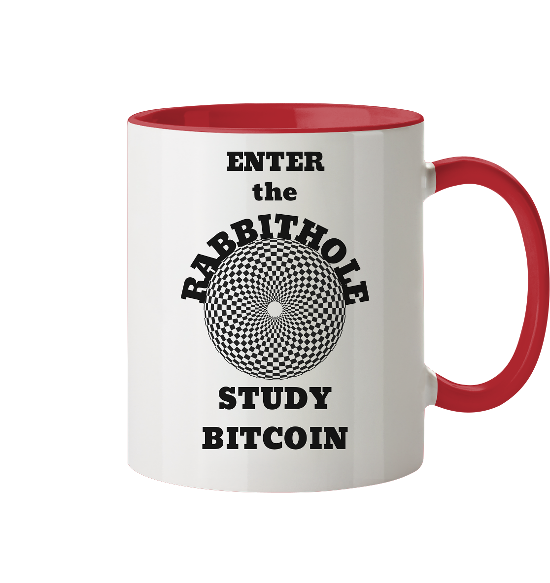 ENTER the RABBITHOLE - STUDY BITCOIN  - Tasse zweifarbig