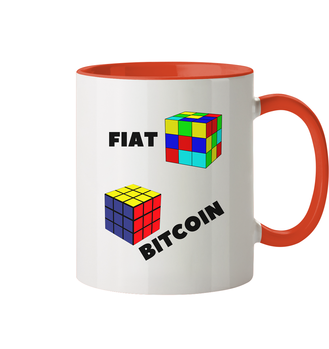 FIAT-Chaos & BITCOIN-Ordnung # Zauberwürfel / Cube Design - Tasse zweifarbig