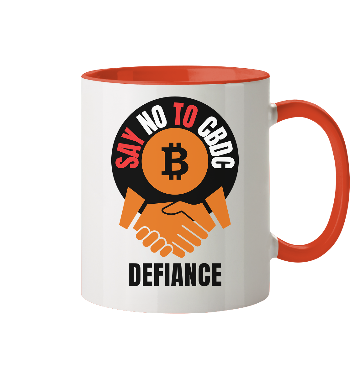 SAY NO TO CBDC (handshake) DEFIANCE - Tasse zweifarbig