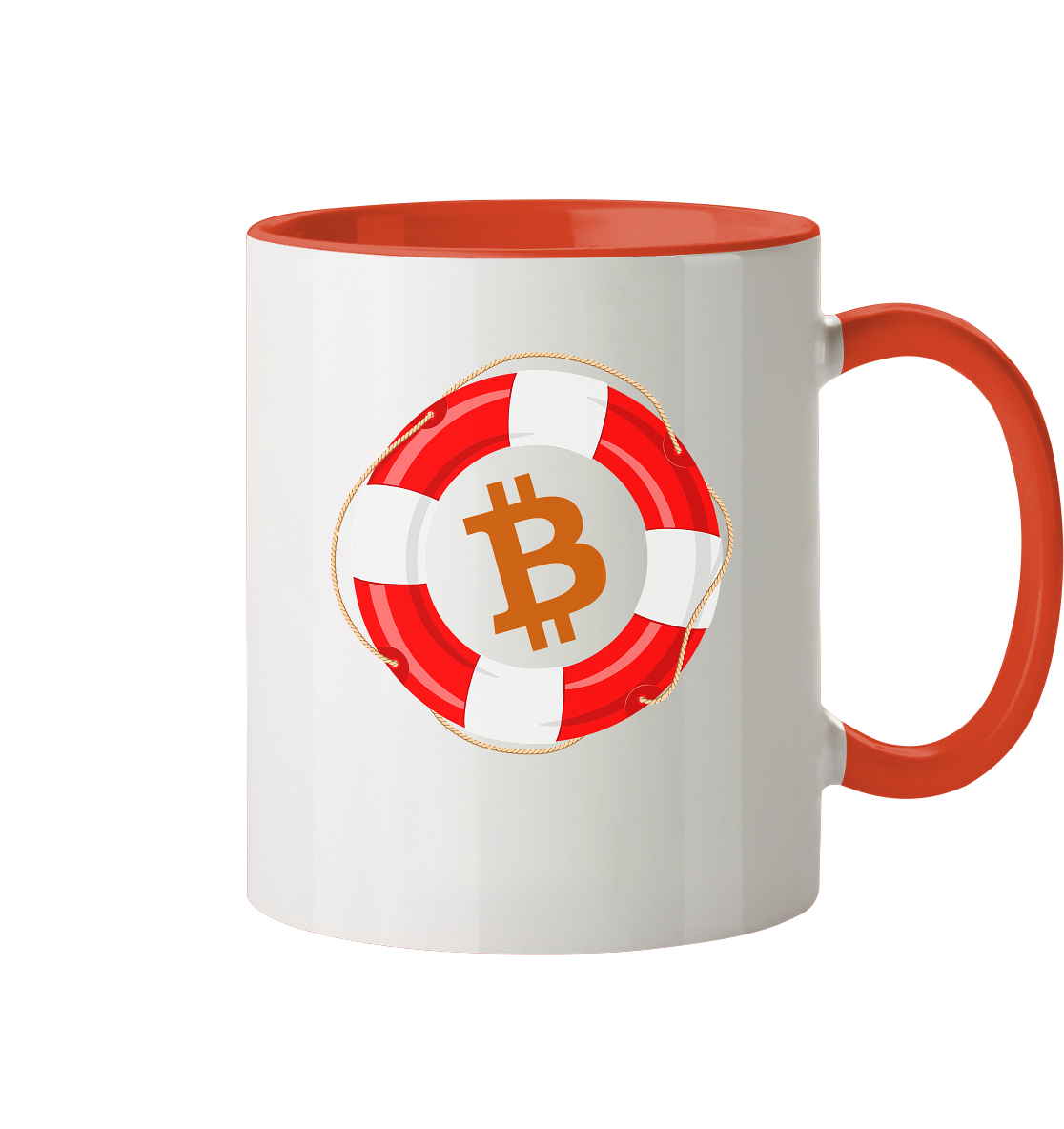 Bitcoin Rettungsring - minimalistisch - Tasse zweifarbig