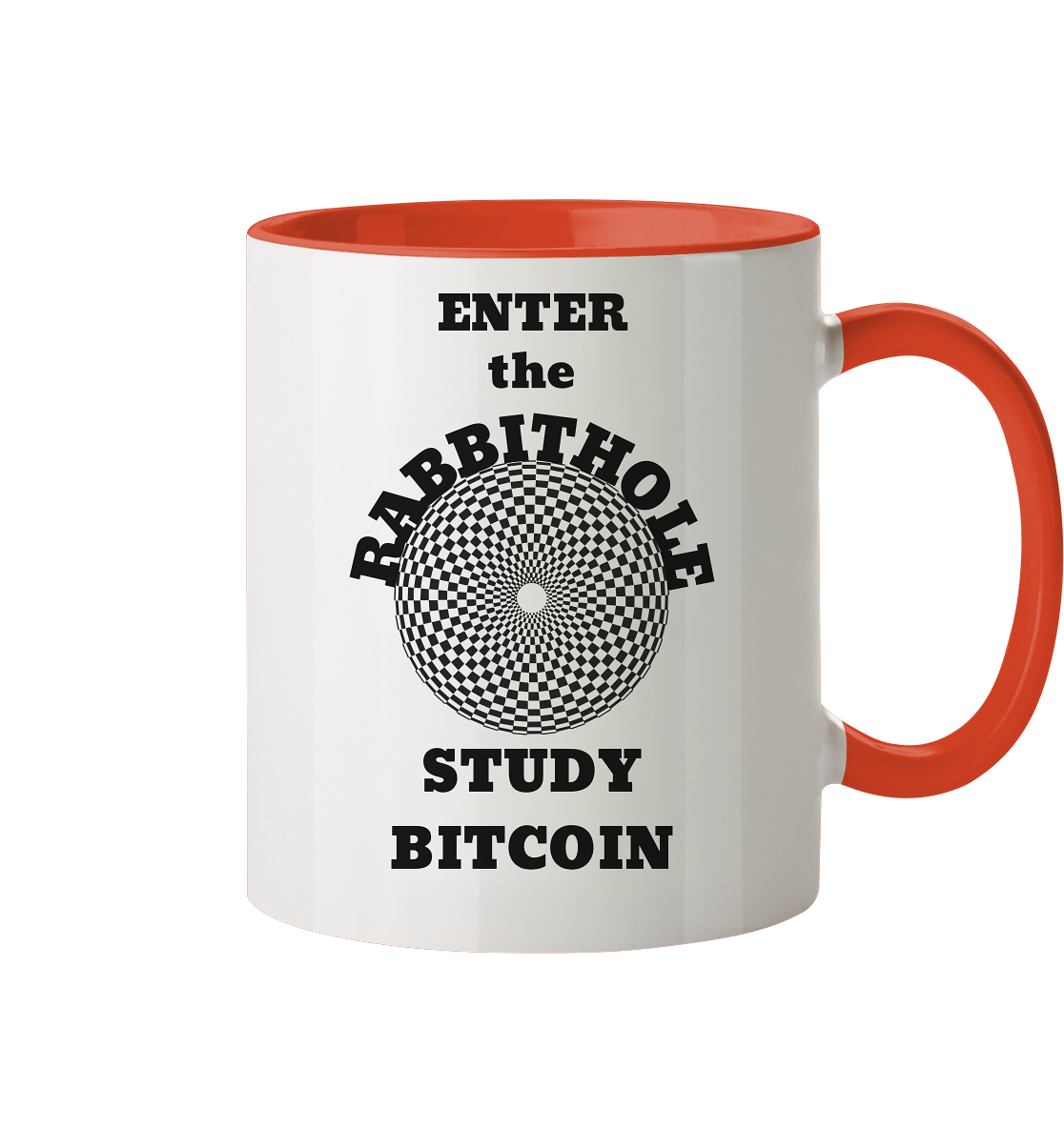 ENTER the RABBITHOLE - STUDY BITCOIN  - Tasse zweifarbig