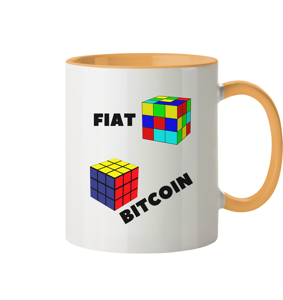 FIAT-Chaos & BITCOIN-Ordnung # Zauberwürfel / Cube Design - Tasse zweifarbig
