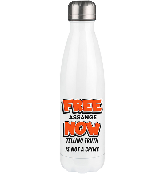 FREE ASSANGE NOW - TELLING TRUTH IS NOT A CRIME - Thermoflasche 500ml