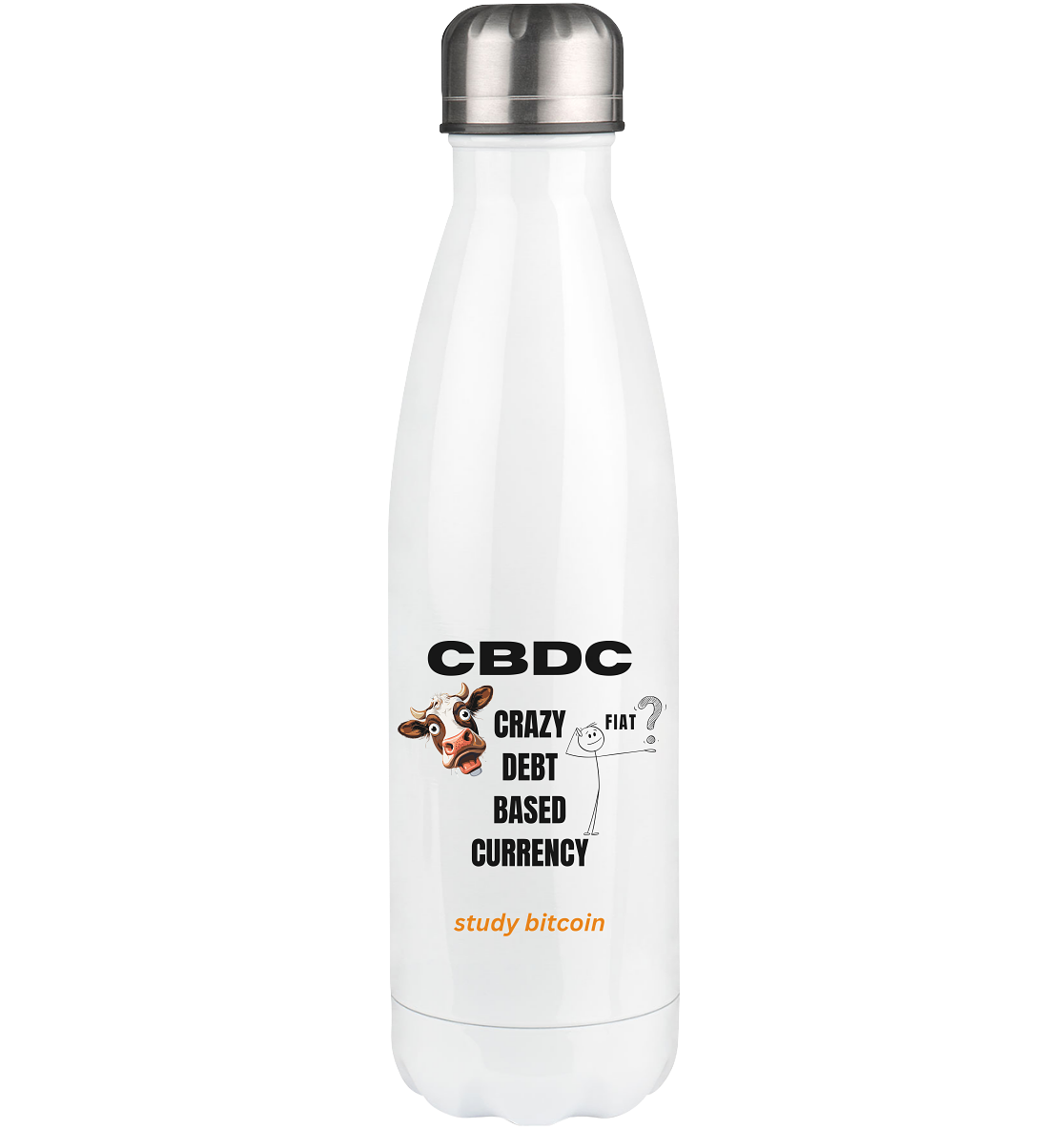 CBDC - crazy debt based currency - study bitcoin - Thermoflasche 500ml