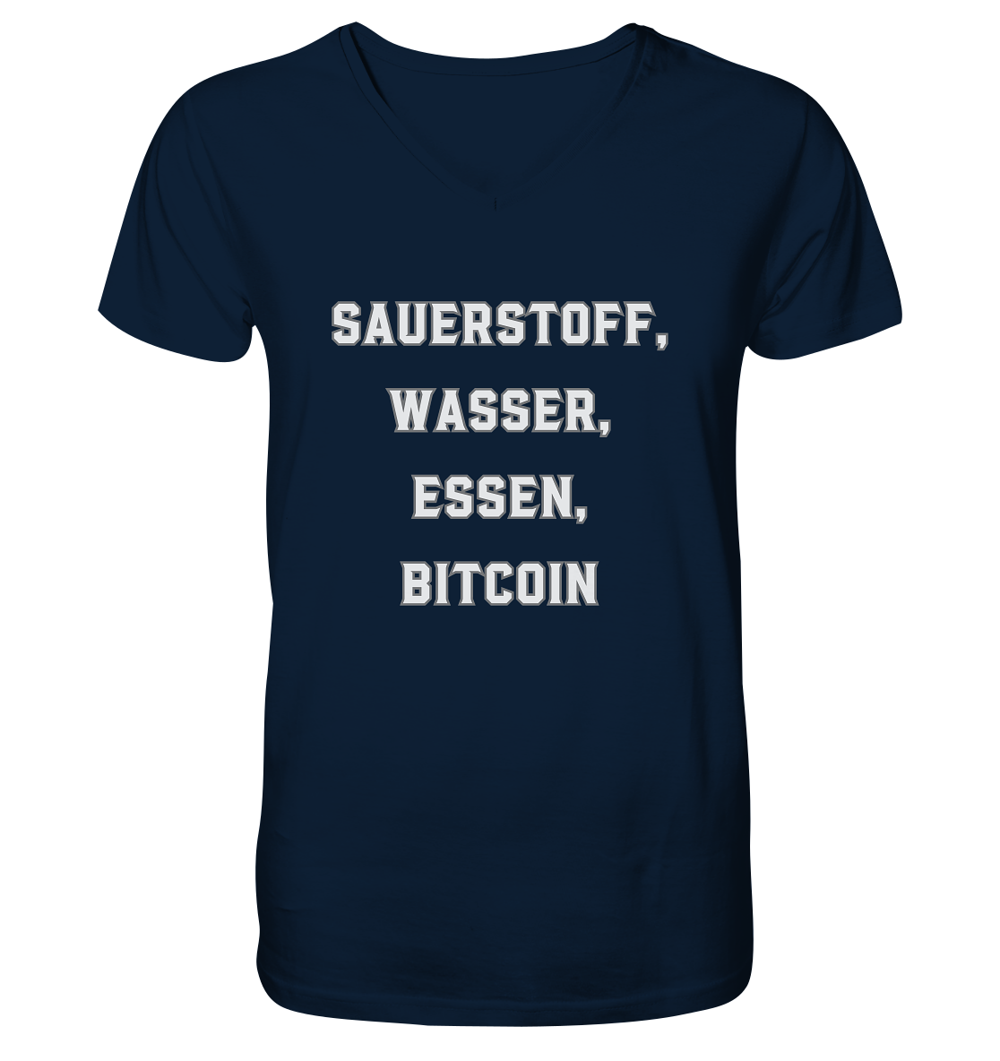 SAUERSTOFF, WASSER, ESSEN, BITCOIN - V-Neck Shirt