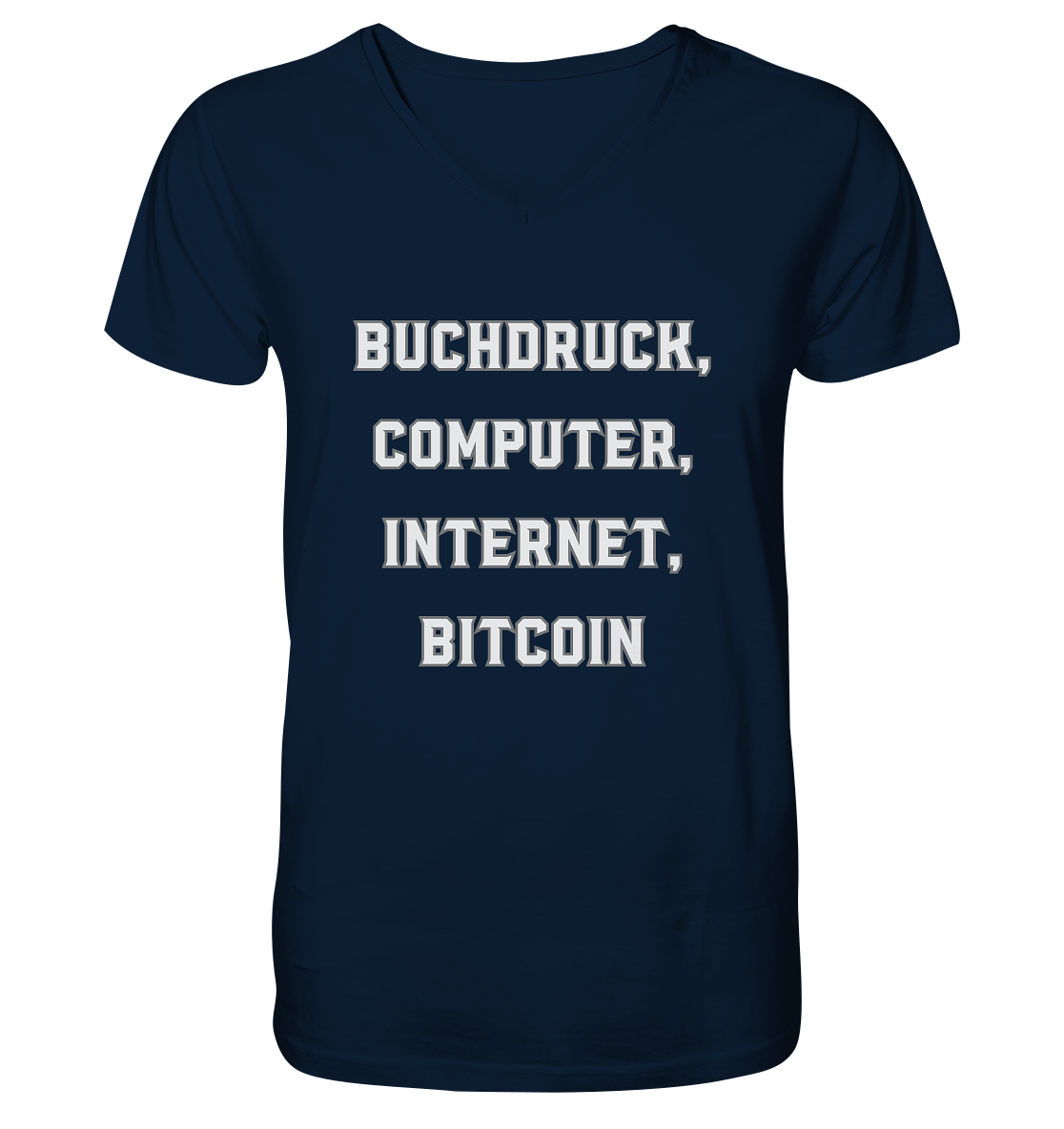 Buchdruck, Computer, Internet, Bitcoin - V-Neck Shirt