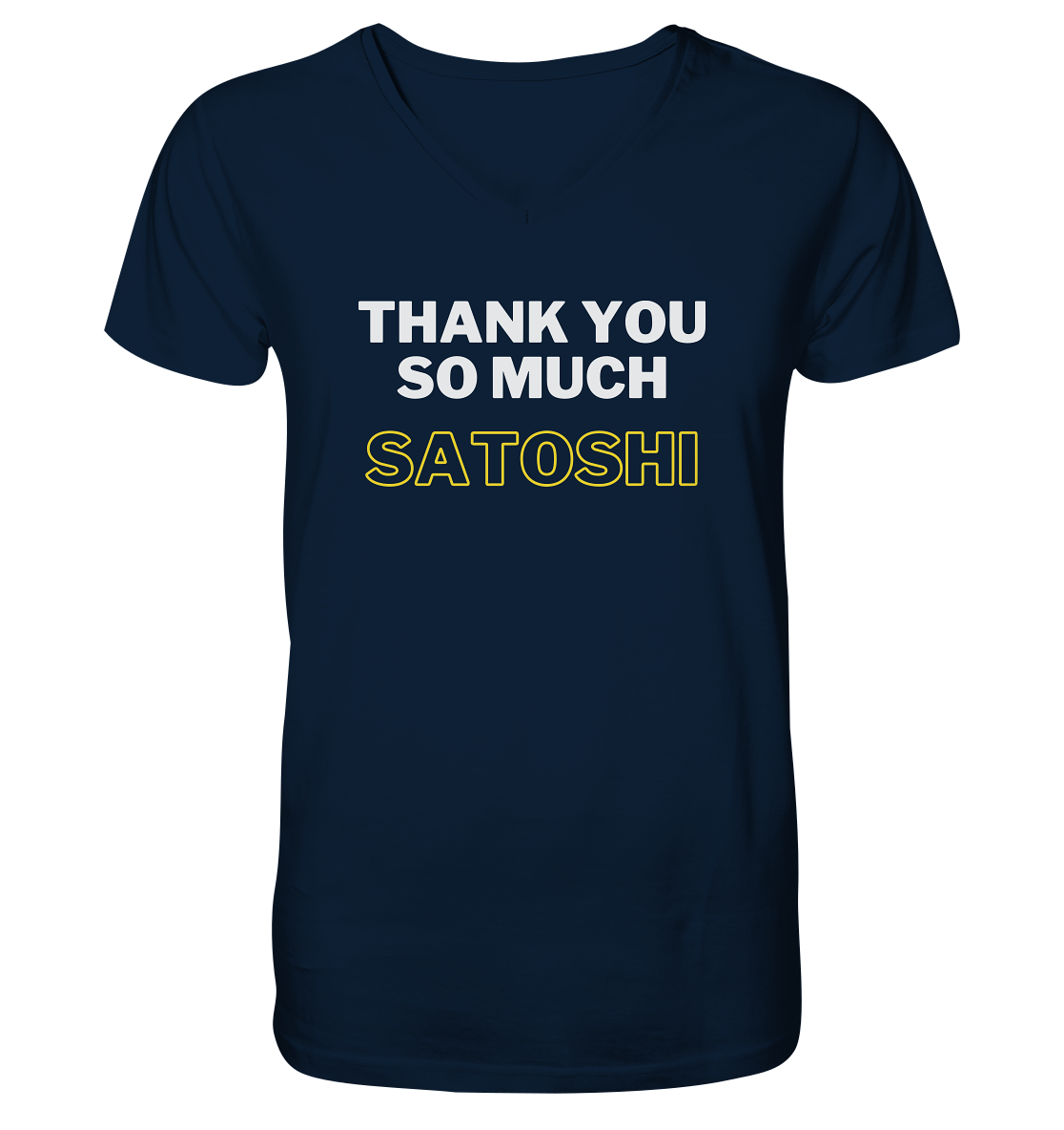 THANK YOU SO MUCH SATOSHI (weiss / gelb)  - V-Neck Shirt