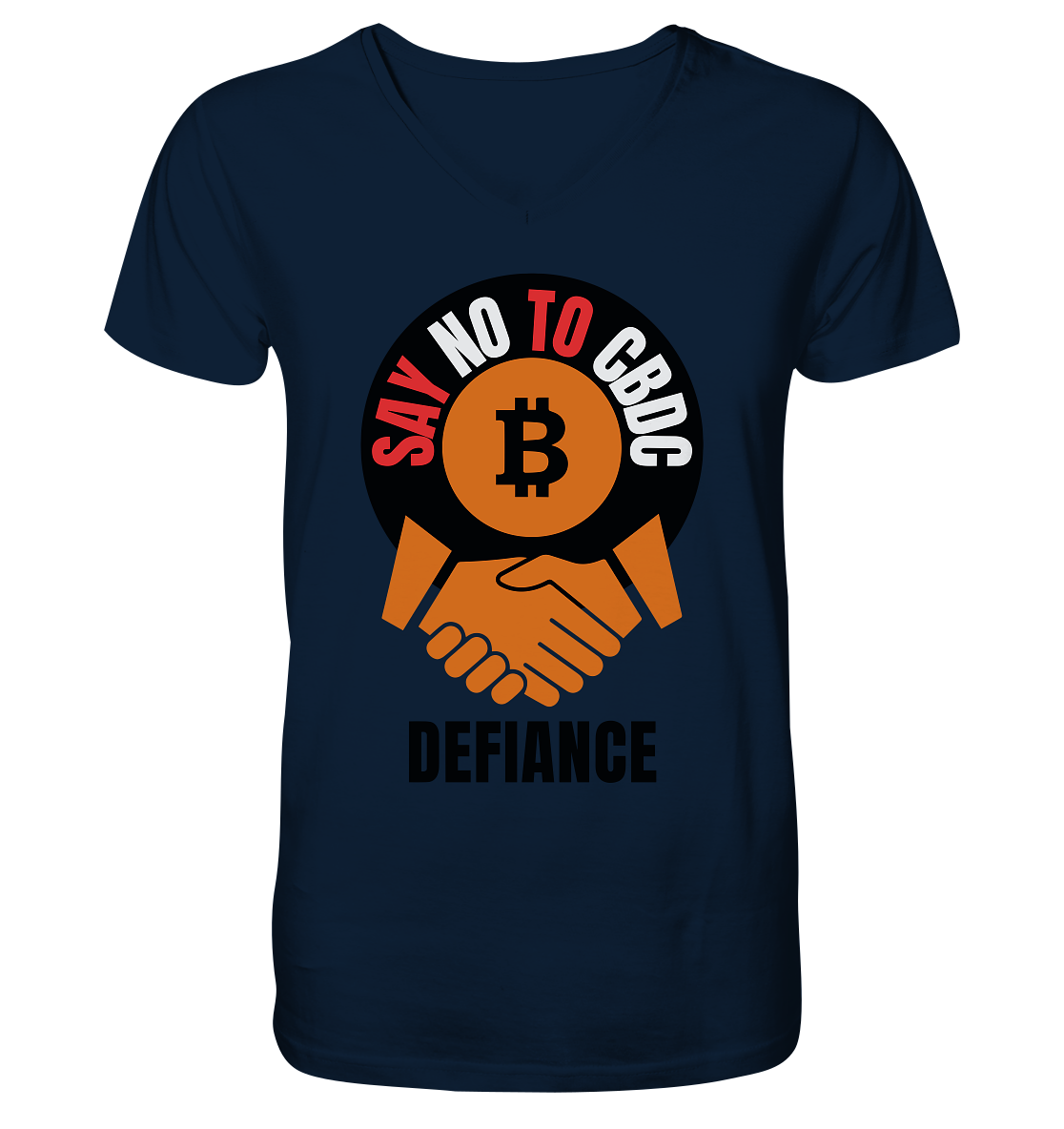 SAY NO TO CBDC - DEFIANCE (Var. rund + BTC handshake) - V-Neck Shirt