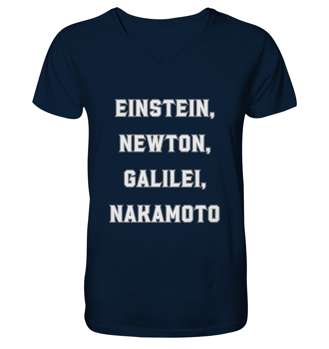 EINSTEIN, NEWTON, GALILEI, NAKAMOTO - V-Neck Shirt