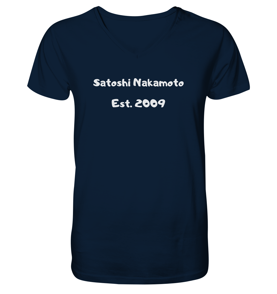 Satoshi Nakamoto Est. 2009 (Signatur pur) - V-Neck Shirt
