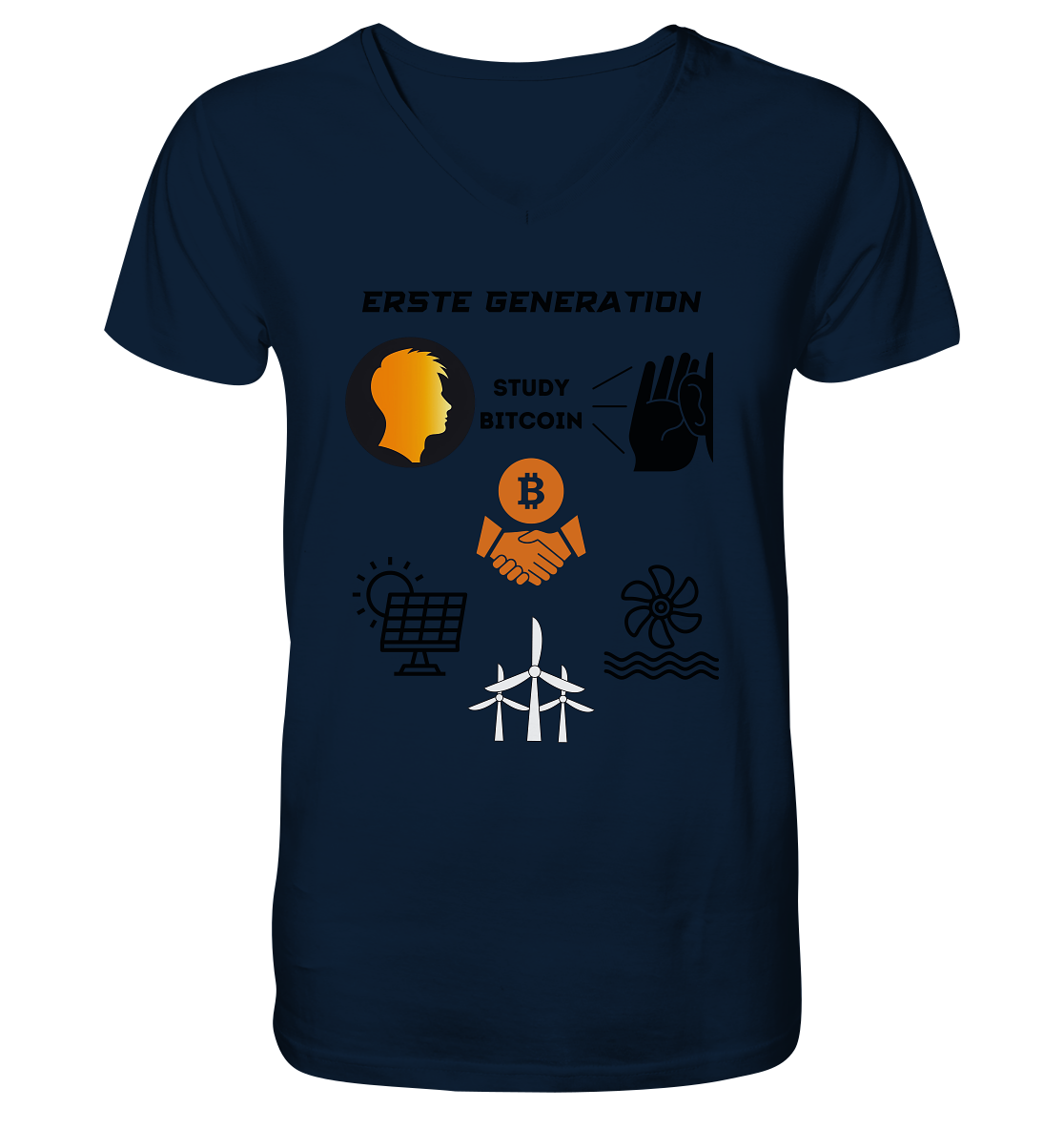 ERSTE (Bitcoin) GENERATION - STUDY BITCOIN - (green Energy 3 Grafiken) - V-Neck Shirt