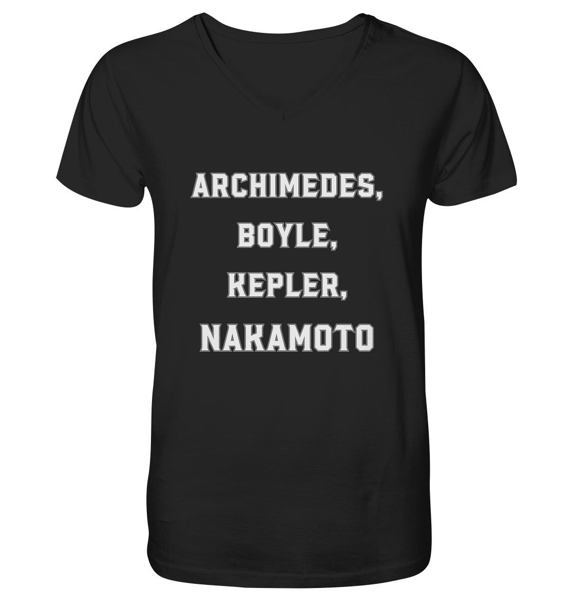 ARCHIMEDES, BOYLE, KEPLER, NAKAMOTO - V-Neck Shirt