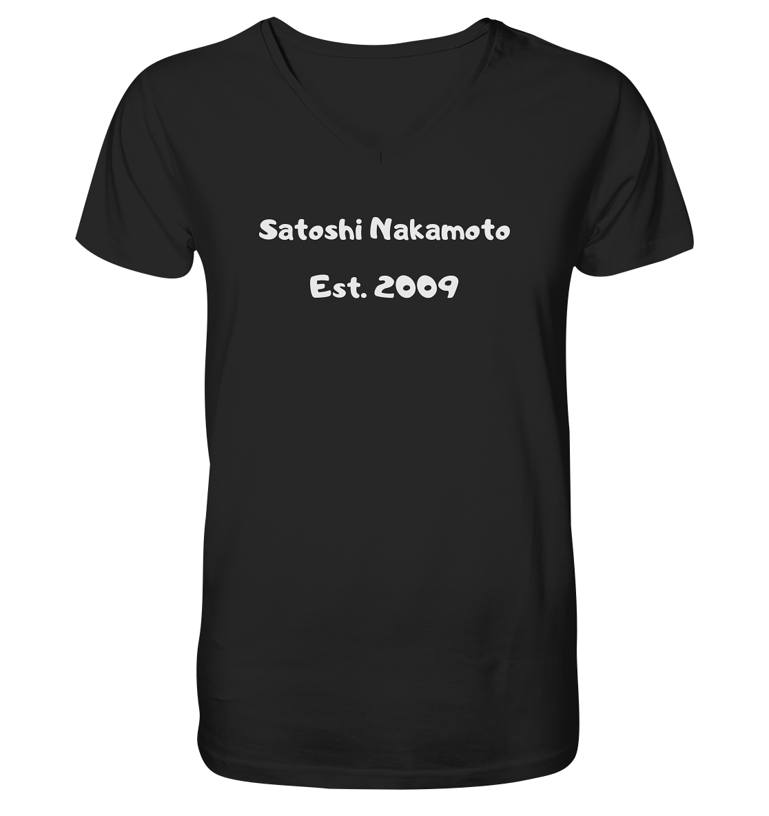Satoshi Nakamoto Est. 2009 (Signatur pur) - V-Neck Shirt