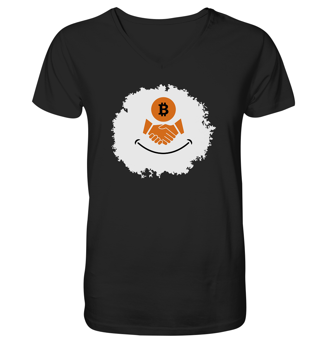 Bitcoin handshake Smiley - V-Neck Shirt