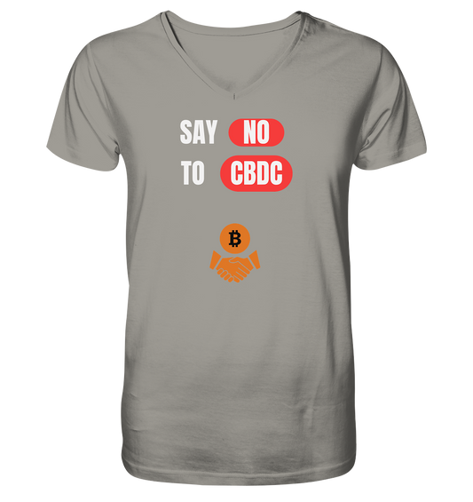 SAY NO TO CBDC (+Bitcoin handshake)  - V-Neck Shirt