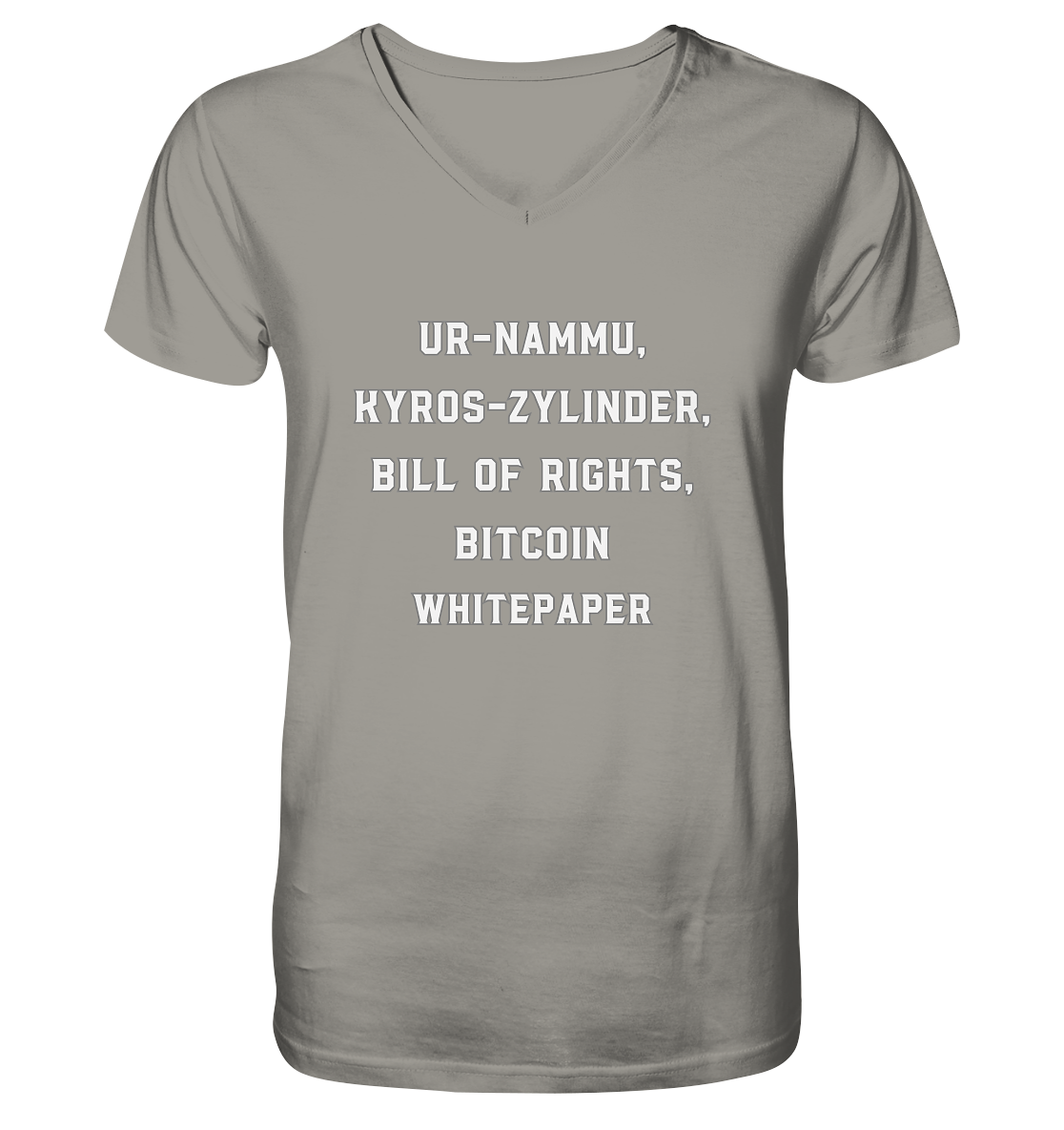 UR-NAMMU, KYROS-ZYLINDER, BILL OF RIGHTS, BITCOIN WHITEPAPER - V-Neck Shirt