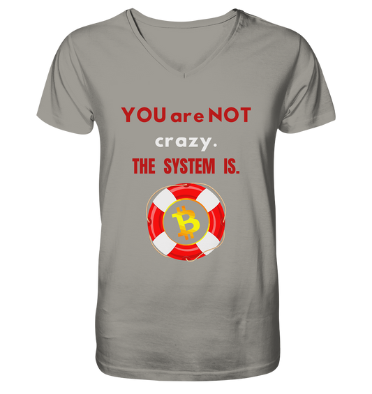 YOU are NOT crazy, THE SYSTEM IS. (BTC Rettungsring) - V-Neck Shirt
