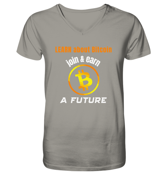 LEARN ABOUT BITCOIN - join & earn - A FUTURE - V-Neck Shirt