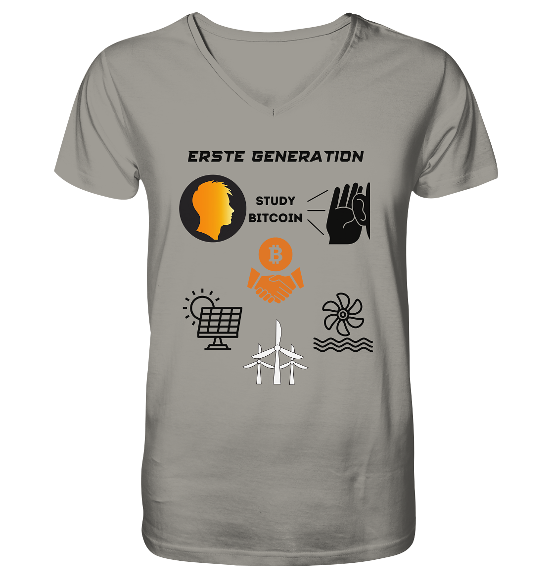 ERSTE (Bitcoin) GENERATION - STUDY BITCOIN - (green Energy 3 Grafiken) - V-Neck Shirt