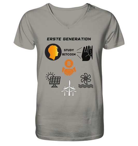 ERSTE (Bitcoin) GENERATION - STUDY BITCOIN - (green Energy 3 Grafiken) - V-Neck Shirt