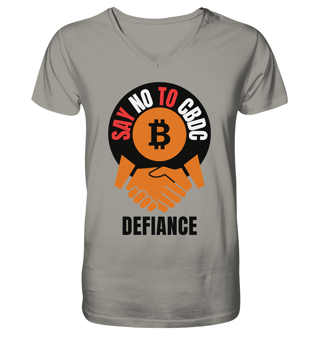 SAY NO TO CBDC - DEFIANCE (Var. rund + BTC handshake) - V-Neck Shirt