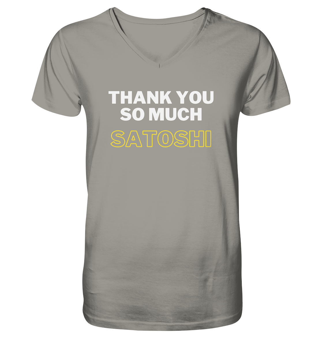 THANK YOU SO MUCH SATOSHI (weiss / gelb)  - V-Neck Shirt