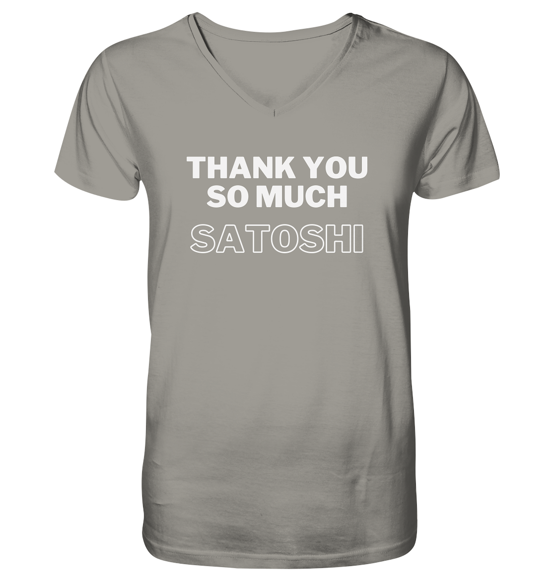 THANK YOU SO MUCH SATOSHI (Version pure white, andere Aufteilung)  - V-Neck Shirt