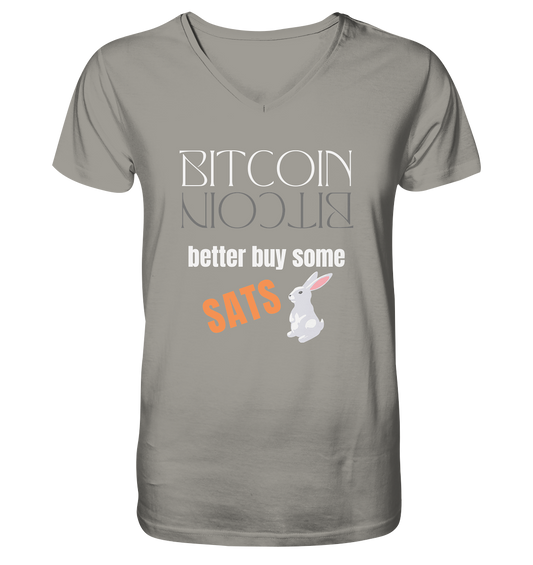 BITCOIN better buy some SATS - (Spiegelschrift & Bunny Version)  - V-Neck Shirt
