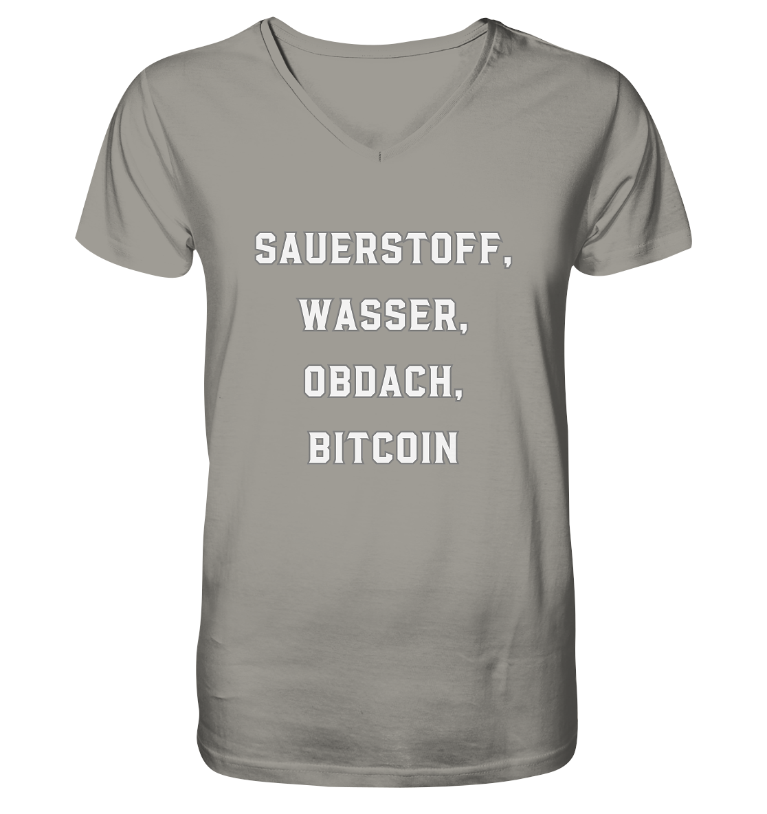 SAUERSTOFF, WASSER, OBDACH, BITCOIN - V-Neck Shirt