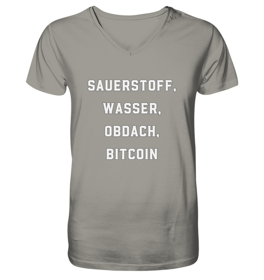 SAUERSTOFF, WASSER, OBDACH, BITCOIN - V-Neck Shirt