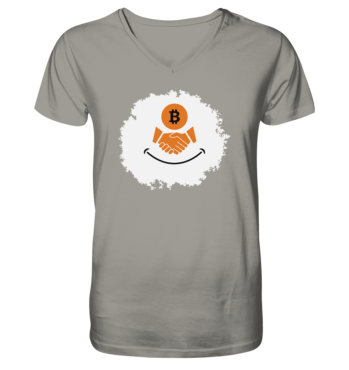 Bitcoin handshake Smiley - V-Neck Shirt