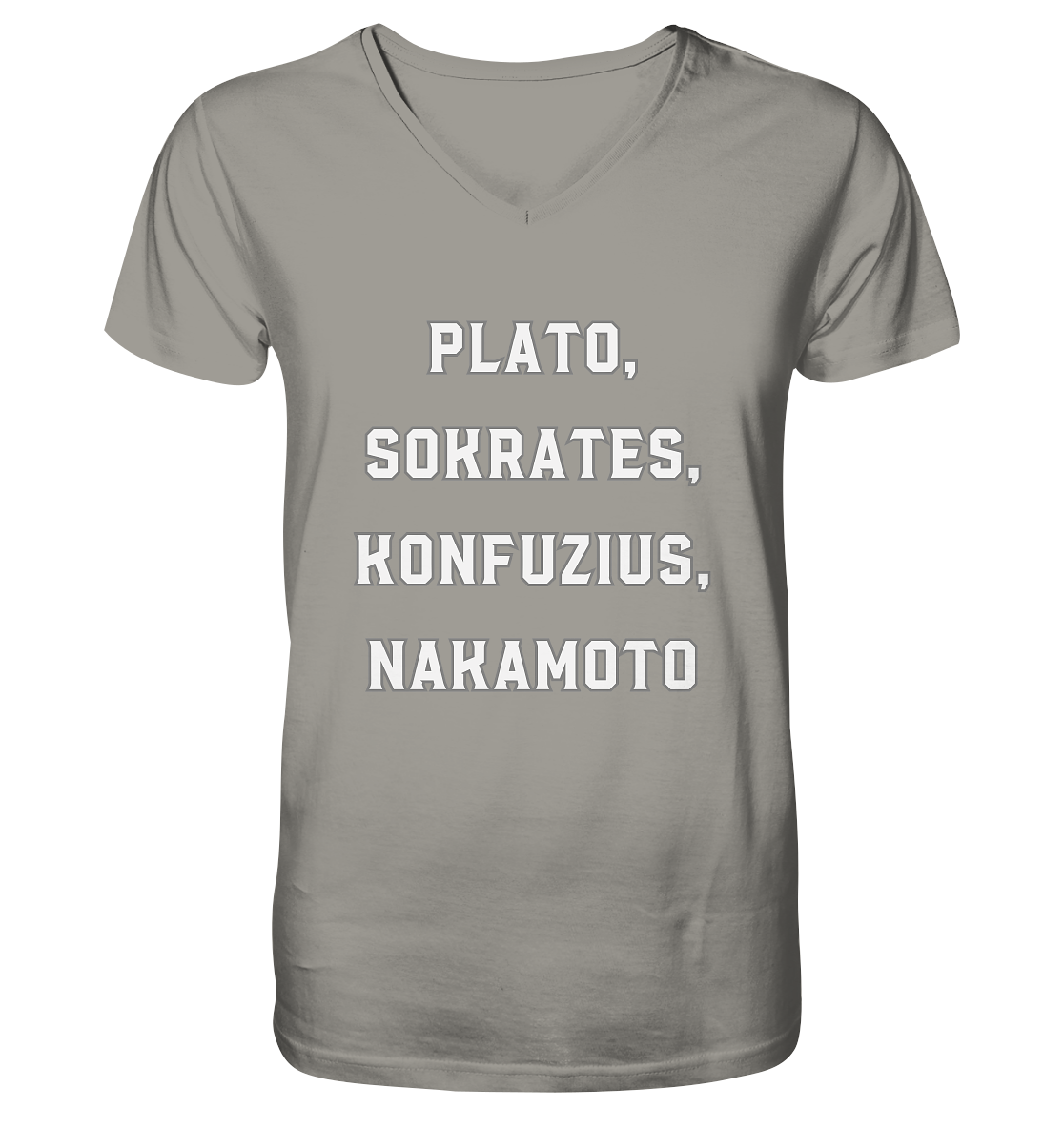 PLATO, SOKRATES, KONFUZIUS, NAKAMOTO  - V-Neck Shirt