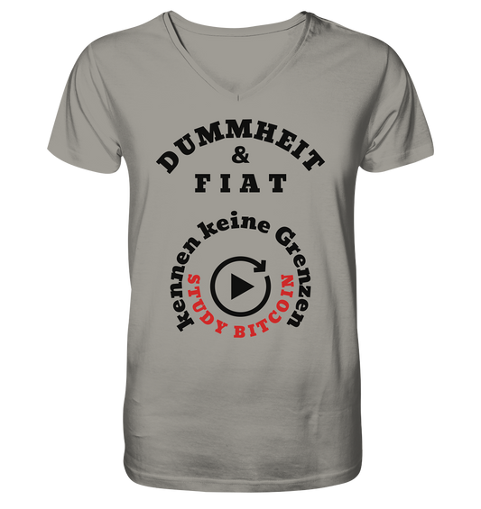 DUMMHEIT & FIAT kennen keine Grenzen - STUDY BITCOIN (rund in rund) - V-Neck Shirt