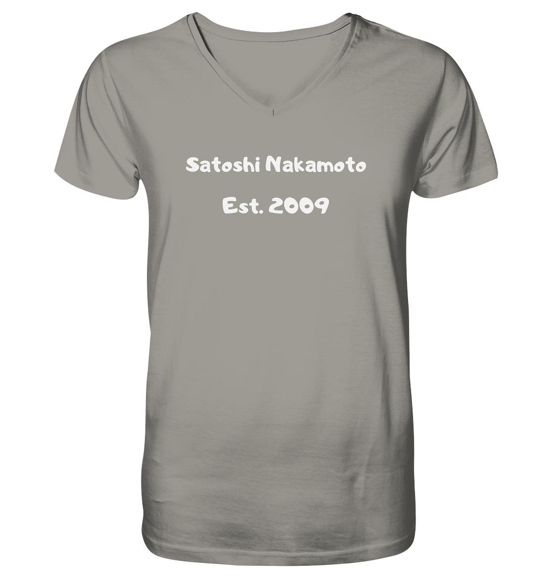 Satoshi Nakamoto Est. 2009 (Signatur pur) - V-Neck Shirt