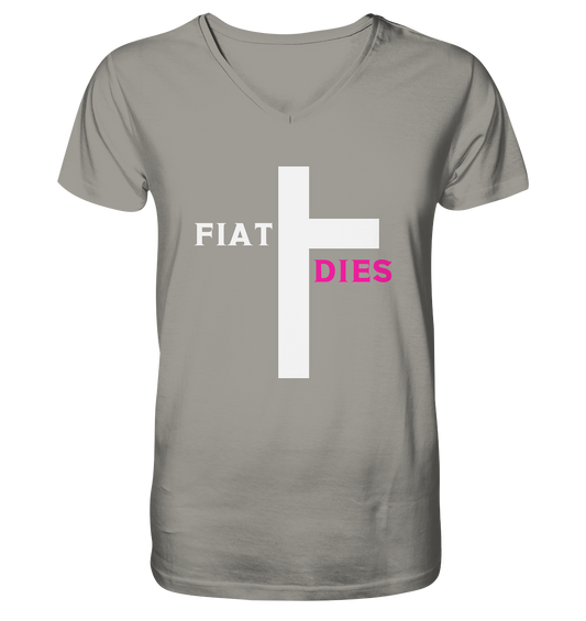 FIAT DIES  - (Variante "FIAT" Teil des Kreuzes) - V-Neck Shirt