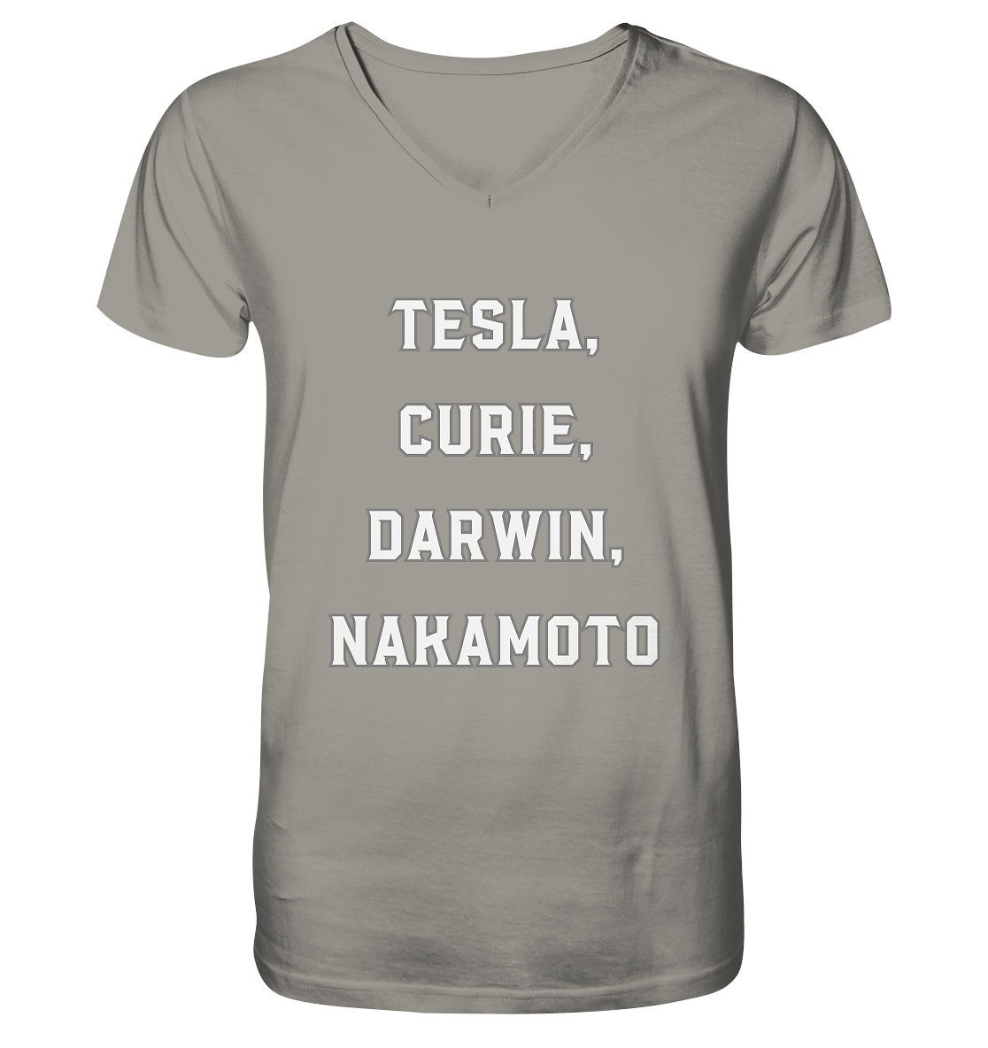 TESLA, CURIE, DARWIN, NAKAMOTO  - V-Neck Shirt
