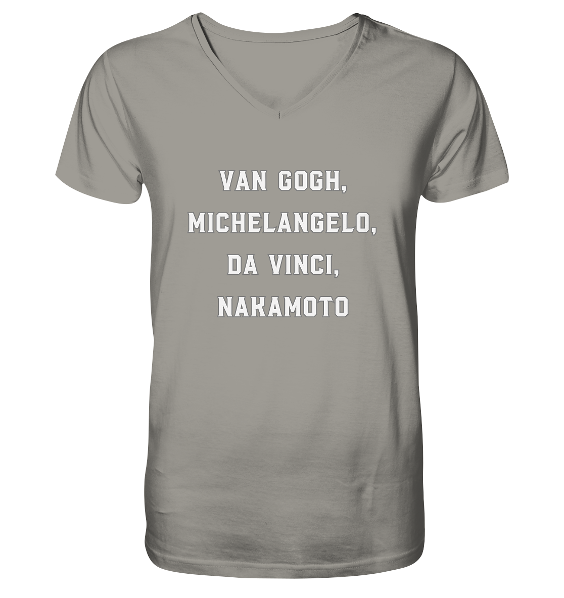 van Gogh, Michelangelo, da Vinci, Nakamoto - V-Neck Shirt