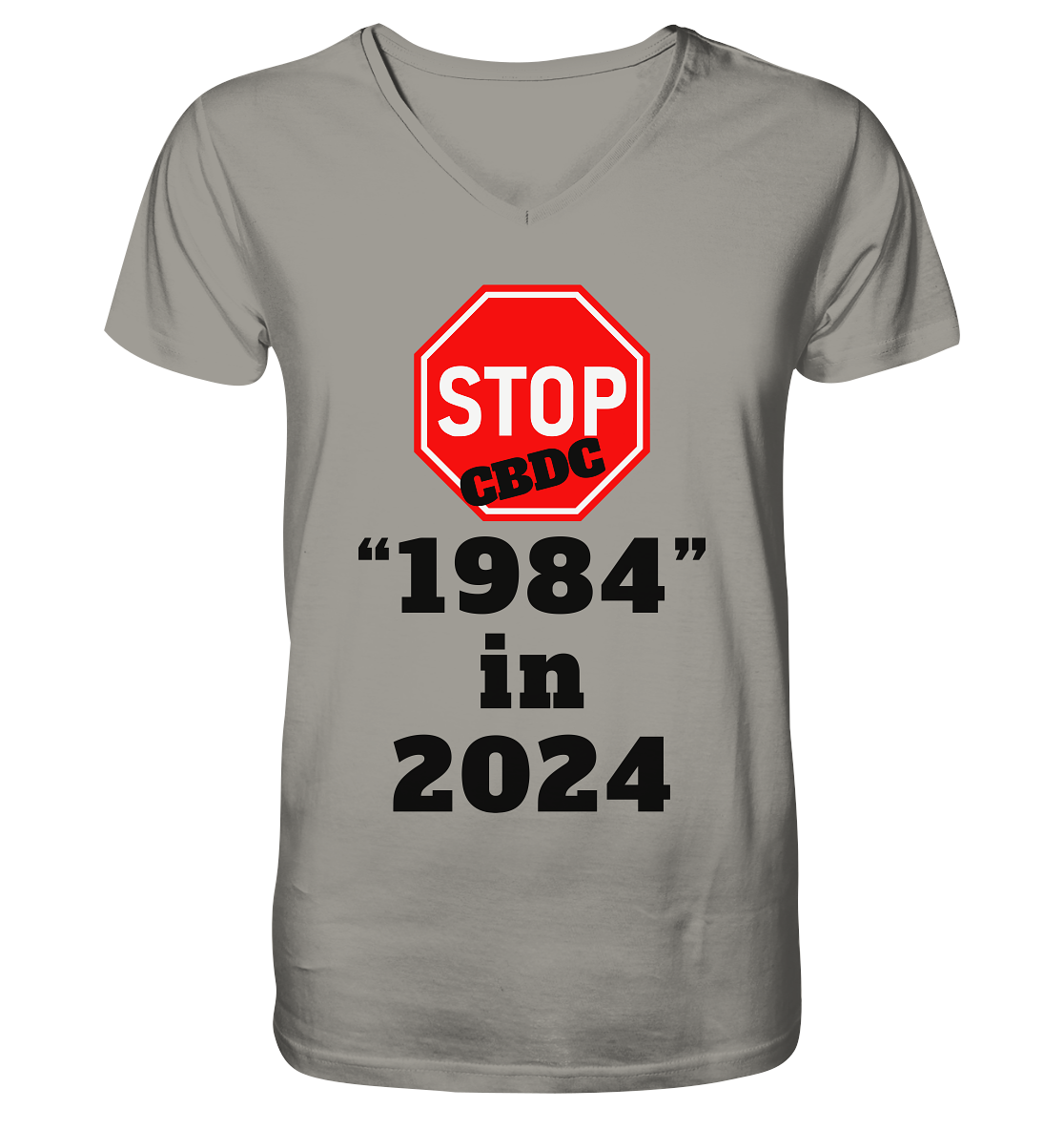 STOP CBDC "1984" in 2024 - V-Neck Shirt