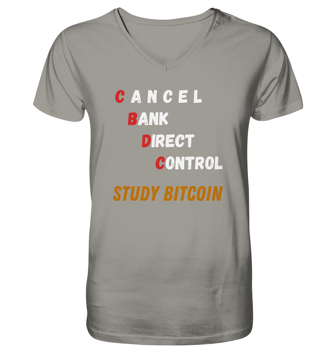 CBDC - CANCEL BANK DIRECT CONTROL - STUDY BITCOIN    - V-Neck Shirt