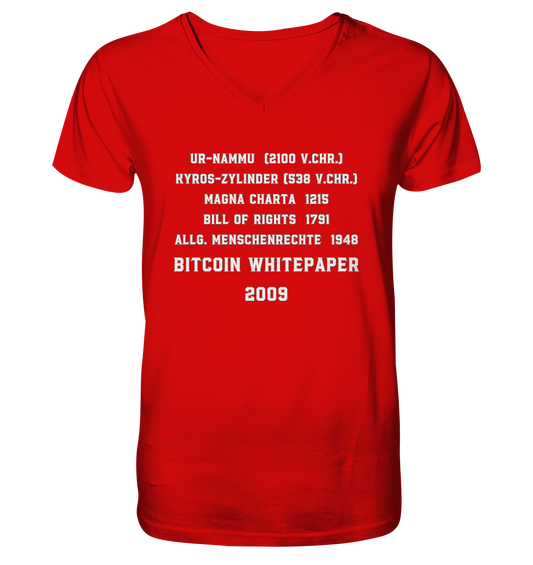 Wichtigste Dokumente der Welt bis zum BITCOIN Whitepaper (2009) - V-Neck Shirt