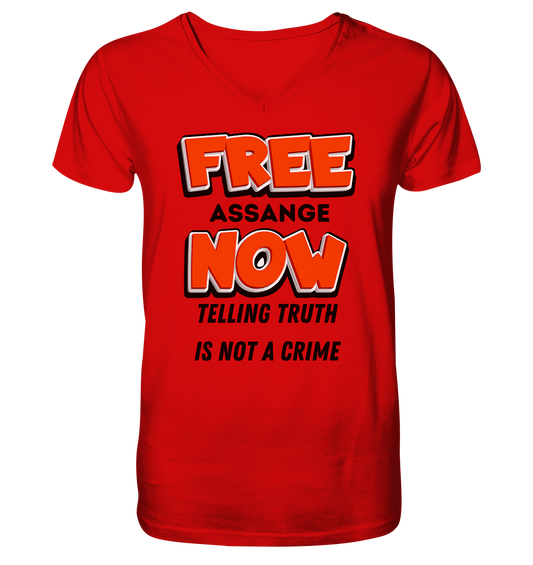 FREE ASSANGE NOW - TELLING TRUTH IS NOT A CRIME - V-Neck Shirt