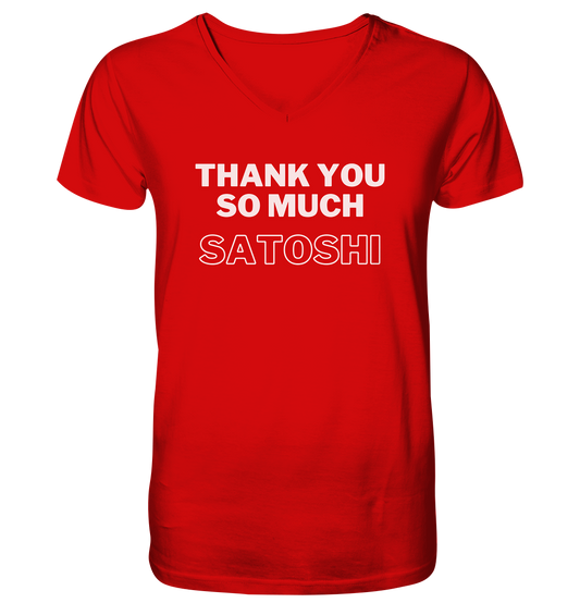 THANK YOU SO MUCH SATOSHI (Version pure white, andere Aufteilung)  - V-Neck Shirt