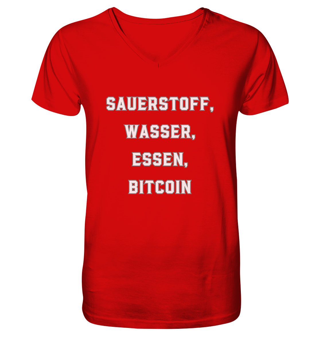SAUERSTOFF, WASSER, ESSEN, BITCOIN - V-Neck Shirt