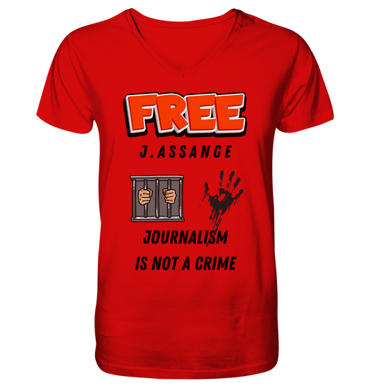 FREE J.ASSANGE - JOURNALISM IS NOT A CRIME (2 GRAFIKEN) - V-Neck Shirt