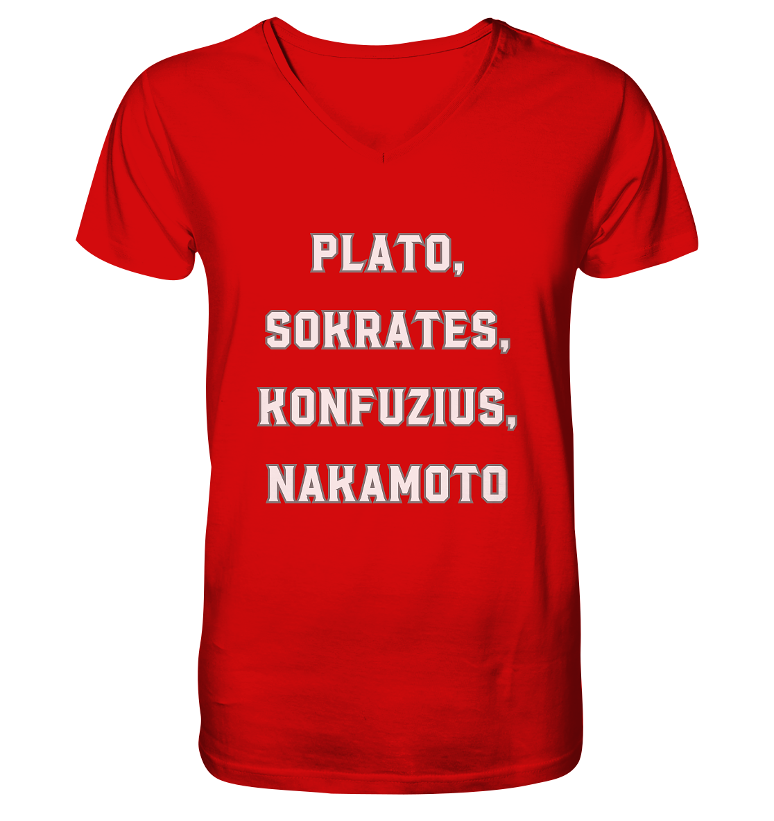 PLATO, SOKRATES, KONFUZIUS, NAKAMOTO  - V-Neck Shirt