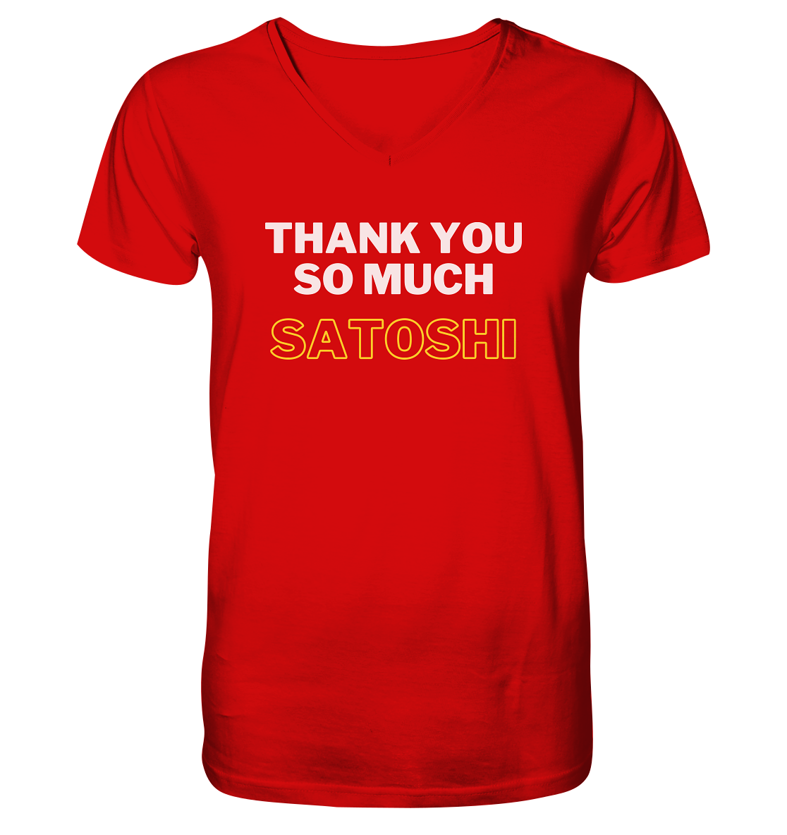 THANK YOU SO MUCH SATOSHI (weiss / gelb)  - V-Neck Shirt