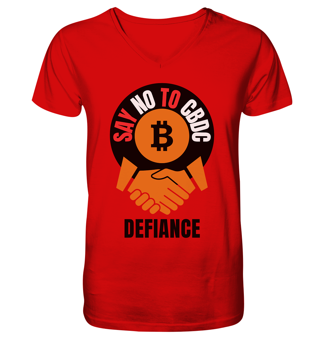 SAY NO TO CBDC - DEFIANCE (Var. rund + BTC handshake) - V-Neck Shirt